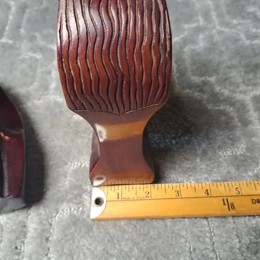VINTAGE Hand Carved PRIMITIVE Wood Horse Head Book Ends MCM Equestrian Decor